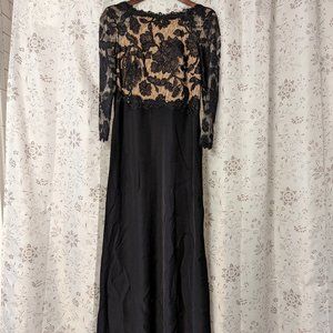 Tadashi Shoji 3/4-sleeve Lace Bodice Gown